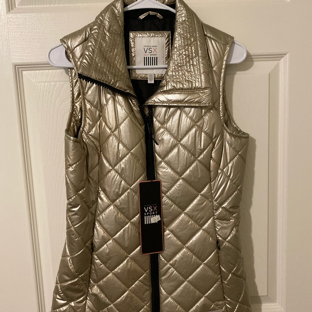Gold Victoria secret sport vest small NWT